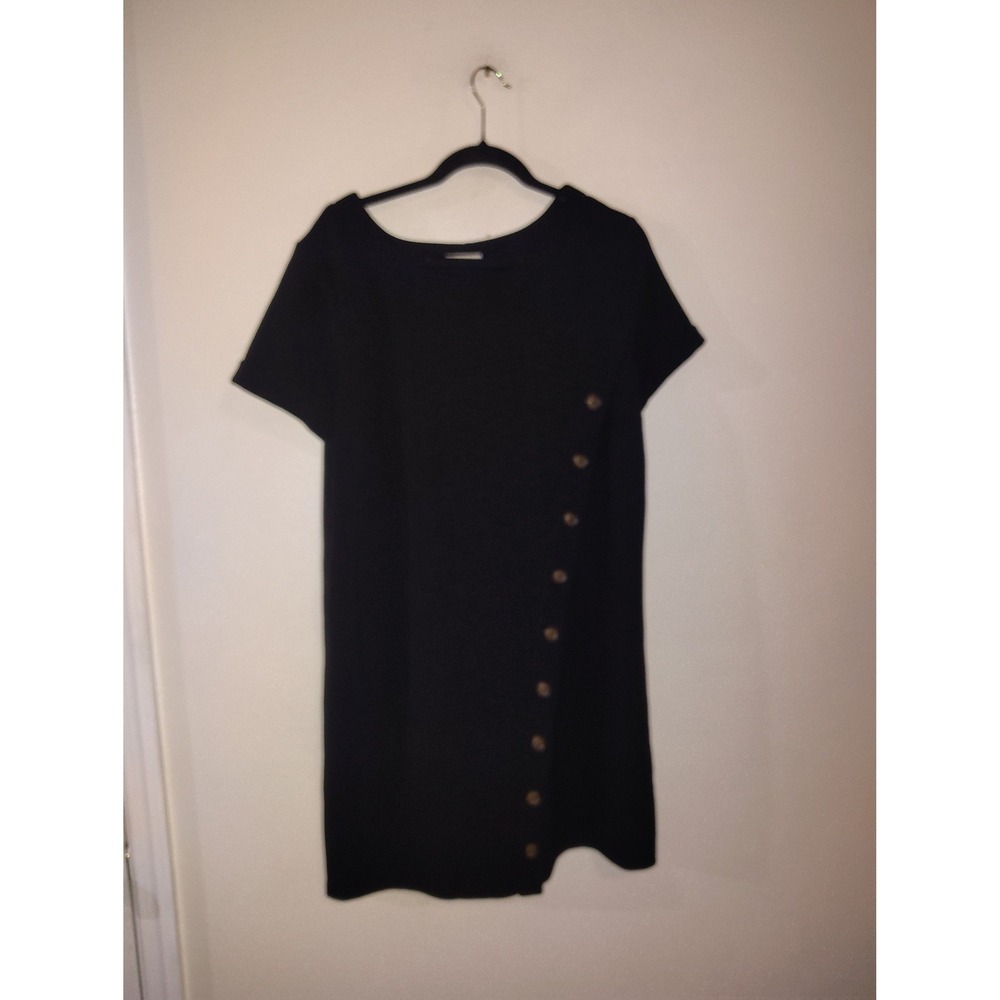 Est. 1946 Womens Black Short Sleeve Side Button Shift Mini Dress XL